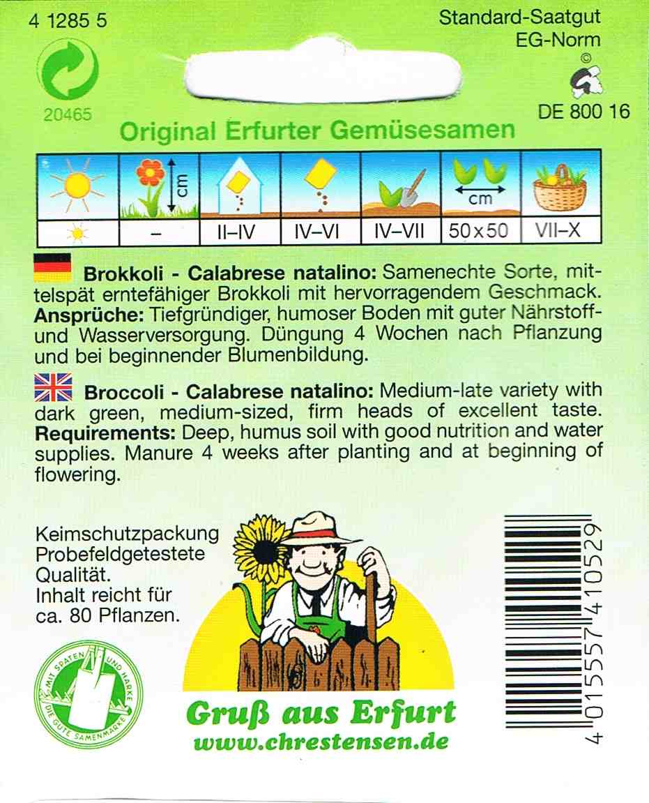 Brokkoli ' Calabrese natalino '   Kohl Gemüse Saatgut 412855